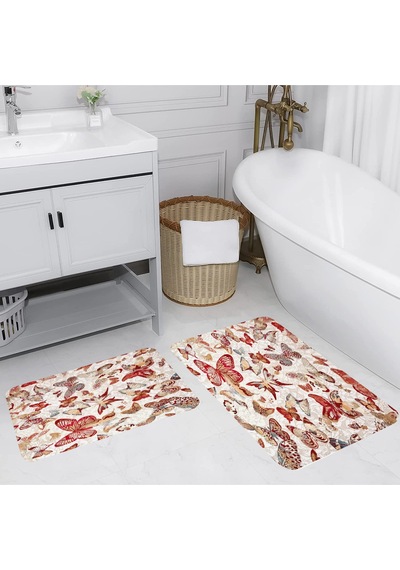 Rovigo Home Baskılı Kaymaz Taban 2 Li Banyo Paspas Takım Rvg5050-100X60-60X50 Çok Renkli