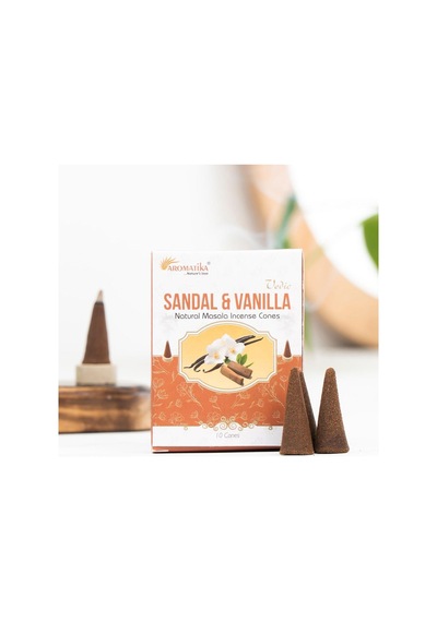Sandal & Vanilya Aromalı Organik Kömürsüz Konik Tütsü