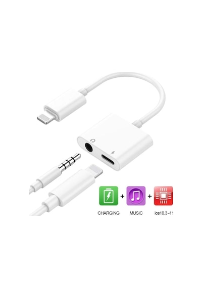 Jopus Apple Uyumlu iPhone Bluetooth Modlu Baglanti Sarj 3.5mm Dönüstürücü JO-IP09 Beyaz