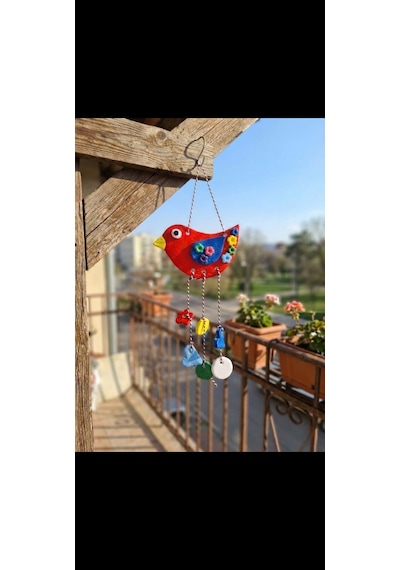 Renkli Kuş Figürlü Bahçe Ve Balkon Süsü - El Emeği Dekoratif Duvar Süsü