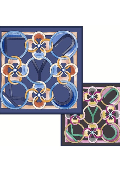 Deserto Fashion İpek Twill Eşarp 2026 Avantgarde Serisi Çift Taraflı İpek 90x90-2938 Çok Renkli