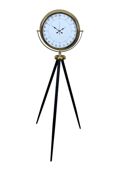 Gold 24 Saat Göstergeli Özel Tasarım Tripod Ayaklı Saat Çok Renkli
