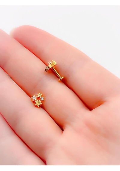 Lexroo Taşlı Yıldız Kümesi Kıkırdak Helix Tragus Piercing 1adet Çok Renkli