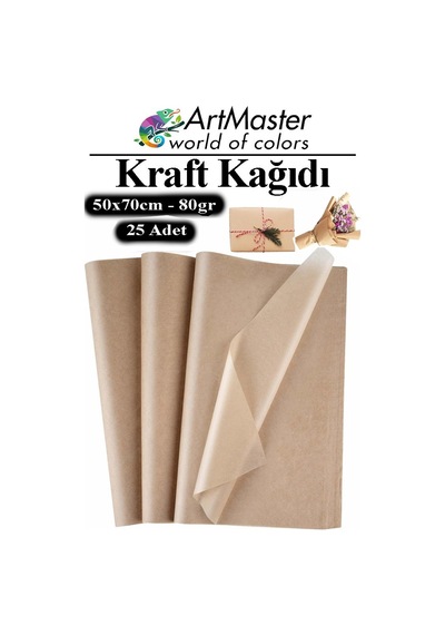 Kraft Kağıdı 50x70 Cm 25 Adet 80 Gr Hediye Paketleme Kagıdı Çeyiz Kaplama Kağıt Saman Kağıt Çizim Kağıdı
