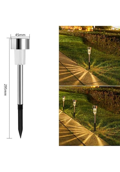 10 Adet Güneş Enerjili Bahçe Aydınlatma Lambası - Su Geçirmez Led Bahçe Çim Yol Aydınlatma 29,5cm 10 Adet