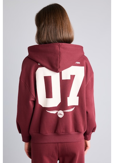 Defacto Harry Potter Gryffindor Baskılı Kapüşonlu Oversize Fermuarlı Kalın Hırka Sweatshirt I3023ax26aubr98 Bordo-br98