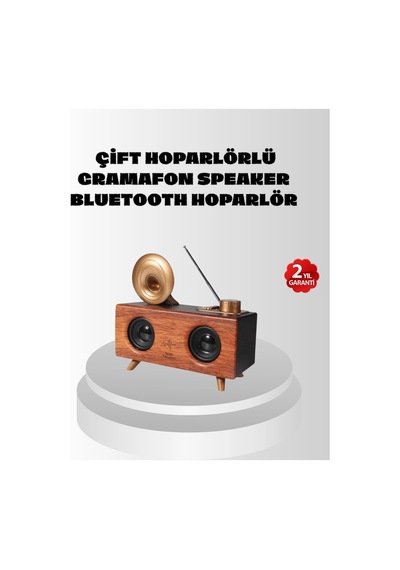 Çift Hoparlörlü Retro Bluetooth Speaker 1800mah Bataryalı Aux Usb Sd Kartlı