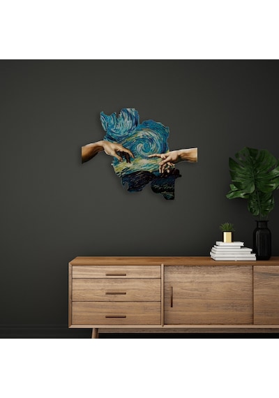 Yaratılış & Yıldızlı Gece - Metal Tablo - Dec0162 80 X 64 Cm Çok Renkli