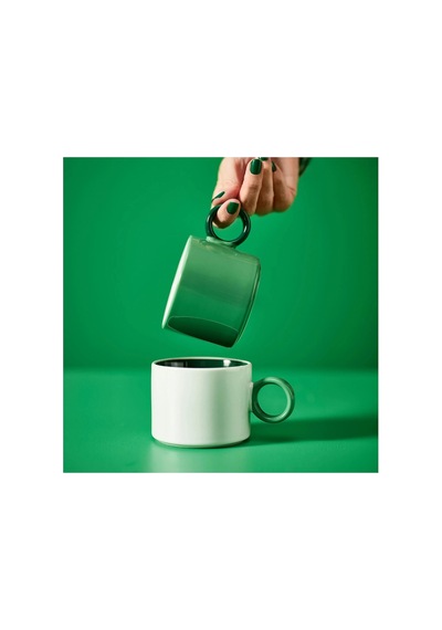 Ikea Pıggål Seramik Kupa Seti 7 Cm 300 Ml Beyaz - Yeşil 2 Parça