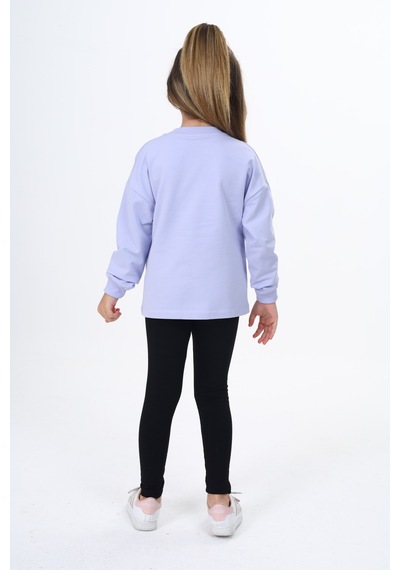 Toontoy Kids Toontoy Kız Çocuk 2'li Takım Baskılı Bisiklet Yaka Sweatshirt & Basic Düz Tayt Açık Lila Toontoy Kids Toontoy Kız Çocuk 2'li Takım Baskılı Bisiklet Yaka Sweatshirt & Basic Düz Tayt Açık Lila