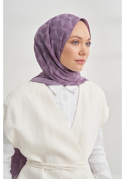 Armanda Cotton Monogram Geometrik Desen Şal 3120 Leylak