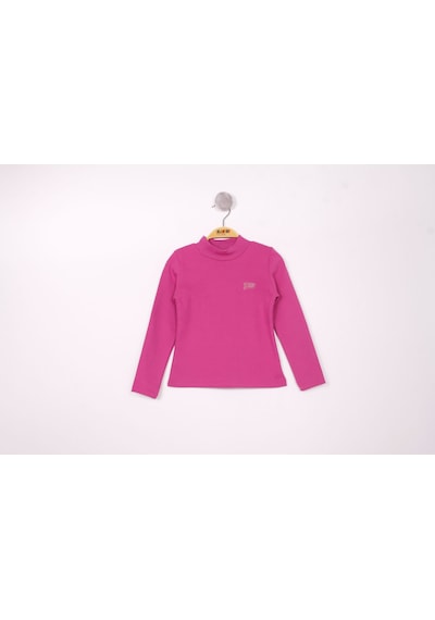 Toontoy Kız Çocuk Regular Fit Dik Yaka Nakış Baskılı Sweatshirt - Ribana Vıolet