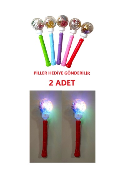 Oyuncak 2 Adet Işıklı Sopa Küre 30 Cm. Piller Hediye Toplam 6 Pil