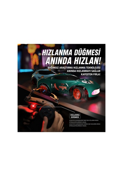 Uzaktan Kumandalı Şarjlı Mini Drift Arabası 1:64 Ölçek Işıklı Rc Model Araç Mavi