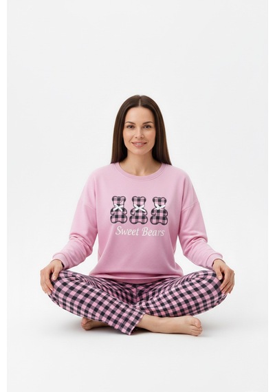 Free Beka Kadın Uzun Kollu Nakış Detaylı Pantolonu Kareli Termal Kumaş Pijama Takımı Pembe Free Beka Kadın Uzun Kollu Nakış Detaylı Pantolonu Kareli Termal Kumaş Pijama Takımı Pembe