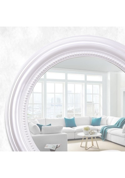 Round Yuvarlak Ayna İnci Ceviz