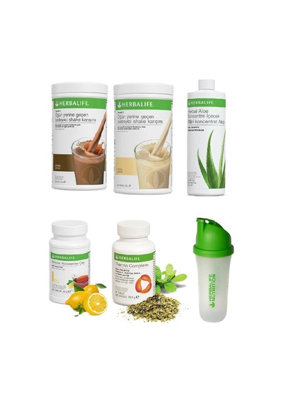 Herbalife 1 Çikolota + 1 Vanilya + 1 Aloe + 1 Limon 50gr Çay + 1 Thermo + 1 Shaker