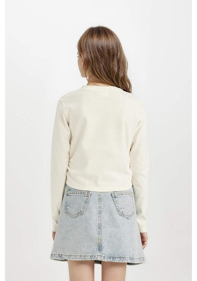 DeFacto Kız Çocuk Cropped Fit Bisiklet Yaka Baskılı Ribana Uzun Kollu Tişört D2987A824AUER99 Ekru DeFacto Kız Çocuk Cropped Fit Bisiklet Yaka Baskılı Ribana Uzun Kollu Tişört D2987A824AUER99 Ekru