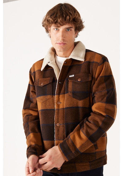 Wrangler Loose Fit Rahat Kesim Dik Yaka Kahverengi Ekoseli Sherpa Ceket W4E0XZY80 Kahverengi Wrangler Loose Fit Rahat Kesim Dik Yaka Kahverengi Ekoseli Sherpa Ceket W4E0XZY80 Kahverengi