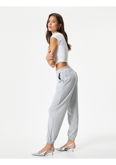 Koton Jogger Eşofman Altı Beli Ve Paçası Lastikli Nervürlü Gri 4sak30033ek 4SAK30033EK031 Gri