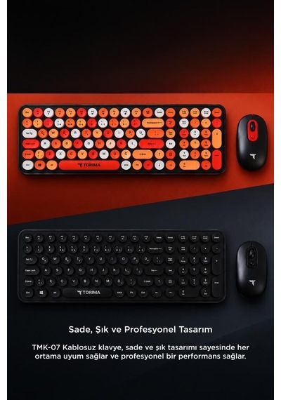 Özel Seri Bileşen Masaüstü Kablosuz Q Klavye Mouse Seti Tmk07 Siyah