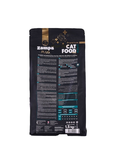 Zampa Plus Premium Somon Etli ve Hamsili Yetişkin Kediler İçin Kuru Mama 1500 G