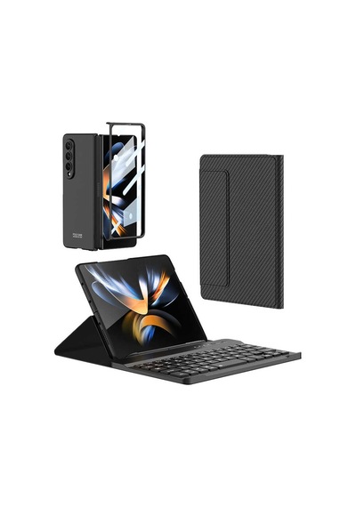 Samsung Galaxy Uyumlu Z Fold 3 Kılıf Standlı Bluetooth Klavyeli Zore Kıpta Keyboard Set Kılıf