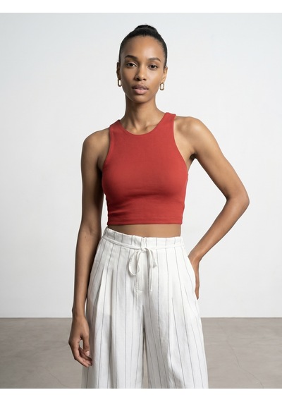 Dilvin 32941 Halter Yaka Crop Top-kırmızı