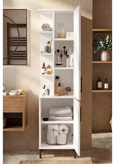 Yurudesign Vitale Çok Amaçlı Dolap Banyo Dolabı Beyaz Vı1-W Beyaz