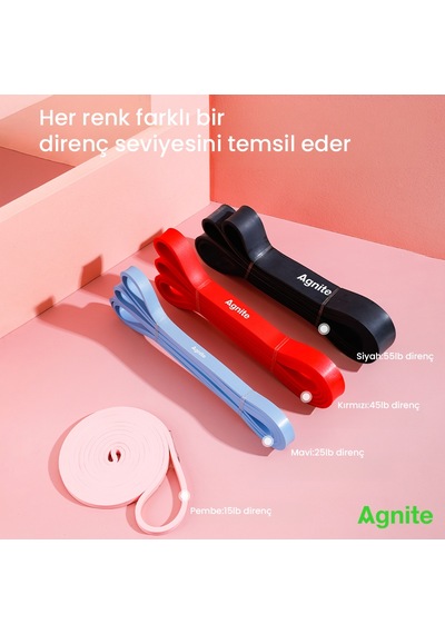 Agnıte Silikon Direnç Bandı 2080x4.5x6.4mm Pilates Fitness Pembe