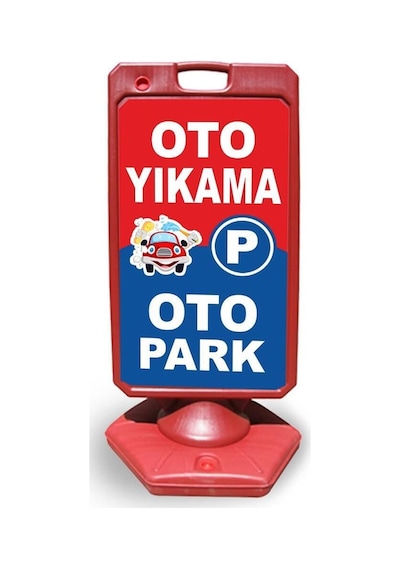 Oto 2'si Bir Arada Reklam Ve Yönlendirme Uyari Dubasi A Tabela Kırmızı