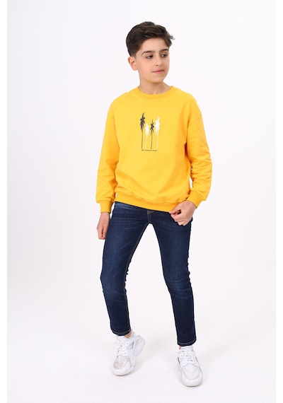 Toontoy Erkek Çocuk Baskılı Sweatshirt Hardal