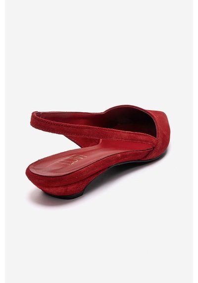 Luvishoes Berlına Kırmızı Süet Hakiki Deri Kadın Alçak Topuklu Ayakkabı
