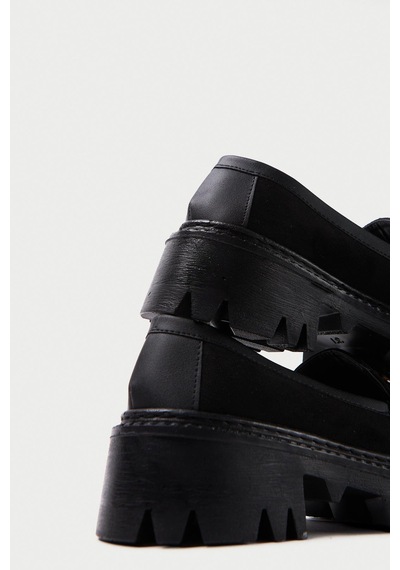 Mubiano Mb1170-s Kalın Taban Lüx Süet Tokalı Siyah Kadın Kolej Loafer Siyah