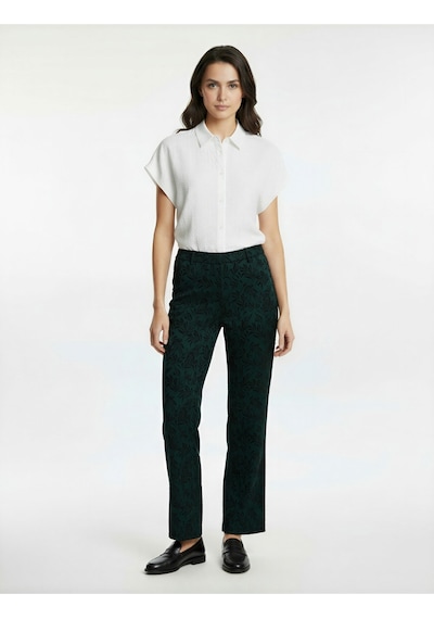 Koton Koton X Melis Ağazat - Straight Fit Cepli Floral Desenli Pantolon Yeşil 6wak40077ew Zeytin Yeşili