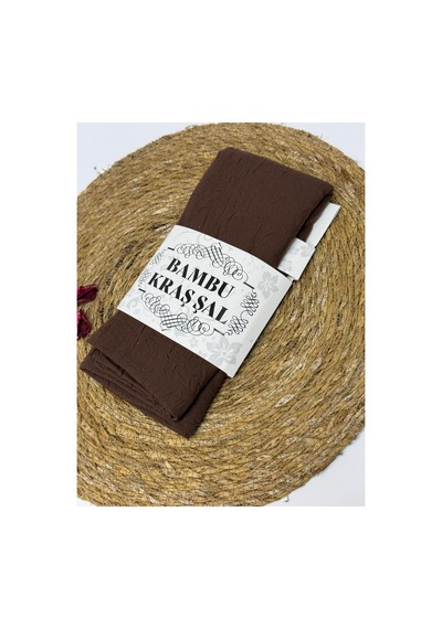 Flora Tekstil Bambu Kraş Şal Modeli - Ütü Gerektirmeyen Kahverengi
