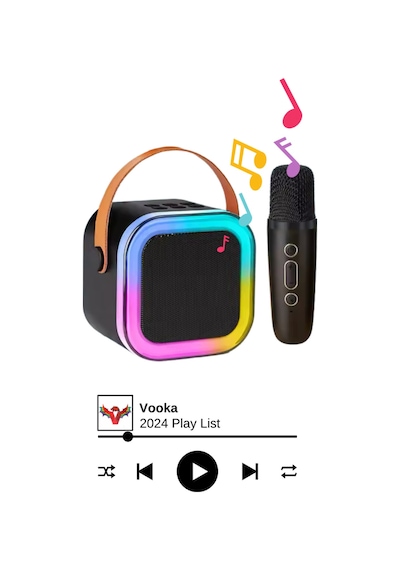 Bluetooth Hoparlör Parti Hoparlörü Karaoke Mikrofon li Işıklı Ses Bombası Usb Sd Girişli