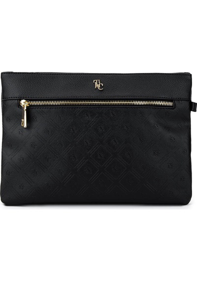 Tamer Tanca Kadın Suni Deri Siyah Clutch Çanta 743 2337 Bn Cnt Sk25-26 Sıyah Mng Siyah