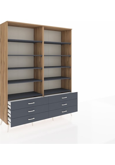 Hyperion Gardrop 10 Raflı 6 Çekmeceli 176x44x221 Çam-antrasit Antrasit Hyperion Gardrop 10 Raflı 6 Çekmeceli 176x44x221 Çam-antrasit Antrasit