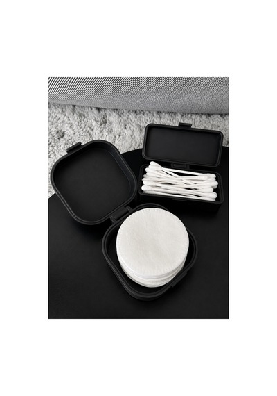 Kulak Çubuğu Ve Pamuk Seyahat Kabı 3d Baskı Taşınabilir Hijyenik Organizer Siyah
