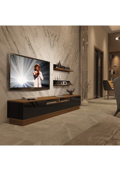 Decoraktiv Trendstyle 220rs Mdf Tv Ünitesi Tv Sehpası Ceviz - Siyah