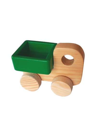Woodnjoy Wood & Joy Doğal Ahşap Kamyonet Hareketli Eğitici Oyuncak Yeşil