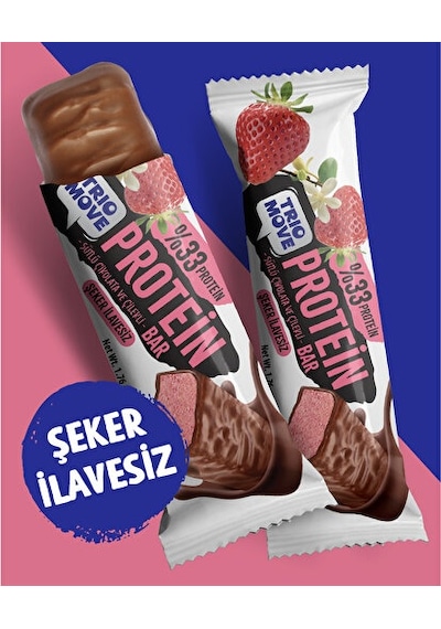 Trio Move Çikolata Kaplamalı Protein Bar - Çilekli Ve Sütlü Çikolatalı 9 x 50 G