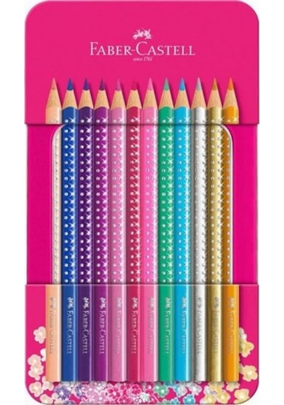 Faber-Castell Parlak Renkler Metal Kutu Pembe 12'li