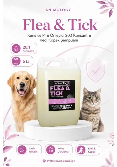 Animology Flea Tick Köpekler İçin Koruyucu Bakım Şampuanı 5 Lt - 20:1 Konsantre