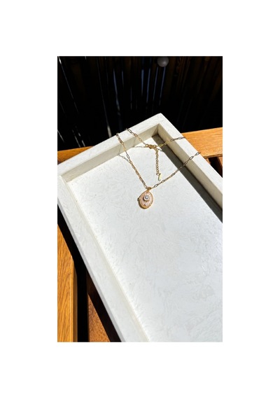 Lunarie İnci Detaylı Açılır Madalyon Kolye 14k Gold Paperclip Krem