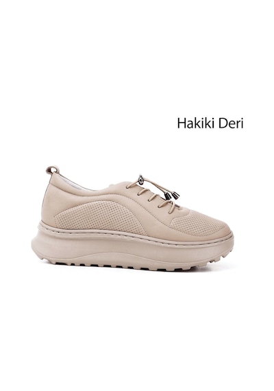 Gönderi(R) Gönderi R Lastik Bağcıklı Comfort Dolgu Taban Hakiki Deri Sneaker Nude