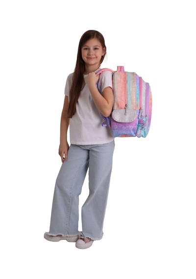 Wow Generation Kız Çocuk Star Desenli Pembe - Mor İlkokul Ve Günlük Sırt Çantası Üç Bölmeli - W6033 Çok Renkli
