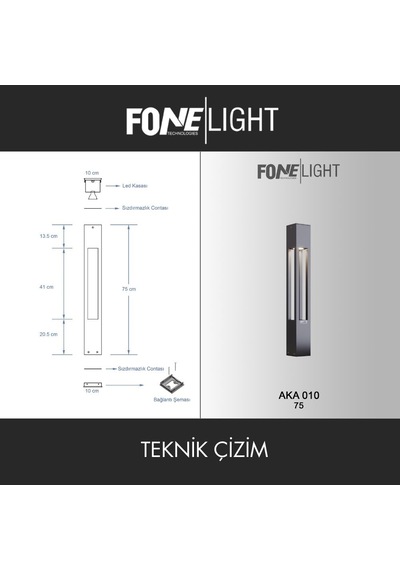 FoneLight Dualluz 75 cm LED Bahçe Aydınlatma Direği Antrasit Alüminyum IP65 Bollard Peyzaj Yürüyüş Yolu Lambası 9W 3000K