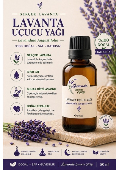 Lavande Lavanta Çiftliği Lavanta Yağı L.Angustifolia İçten Damlalıklı 50 ML